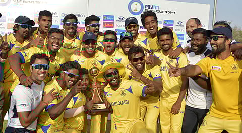 Tamil Nadu cricket team after winning the Vijay Hazare Trophy in 2017. (File Photo | Shekhar Yadav, EPS)