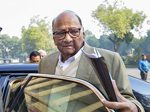 NCP chief Sharad Pawar arrives at Parliament during the ongoing Winter Session in New Delhi Wednesday Nov. 20 2019. | (Photo | PTI)