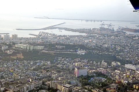 An aerial view of Visakhapatnam city (File photo| RVK Rao)
