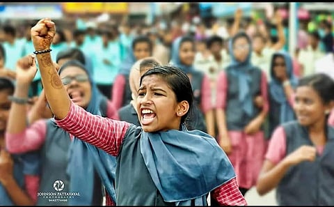 Nida Fathima during the protest against night traffic ban on NH 766 in Sultan Bathery. (Photo | Facebook)