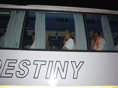 Maharashtra NCP MLAs moved to another hotel in Mumbai. (Photo | ANI twitter)