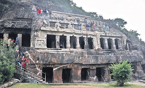 The Undavalli Caves in Vijayawada. (Photo | Prasant Madugula, EPS)