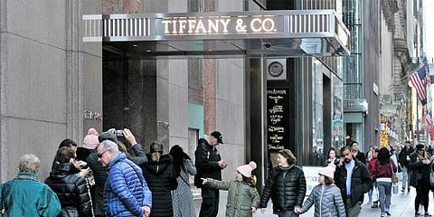People walk by Tiffany's flagship store, Monday, Nov. 25, 2019 in New York. (Photo | AP)