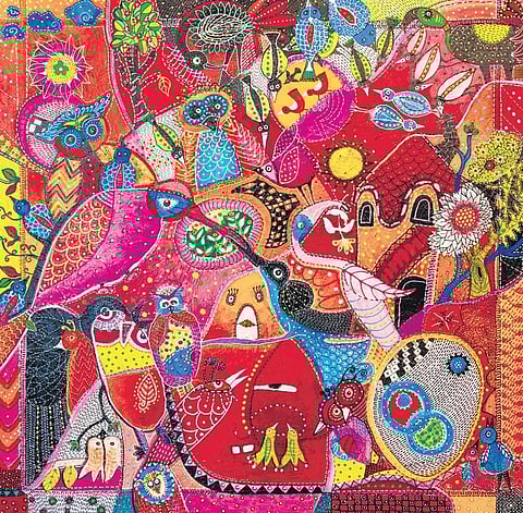 Nalini Mishra Tyabji’s vivid, colourful artworks depicting varied forms of divinity