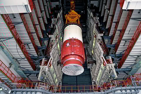 Indian Space Research Organisation's Polar Satellite Launch Vehicle PSLV-C47 carrying Cartosat-3 R at Sriharikota in Nellore district of Andhra Pradesh. (Photo | Twitter)