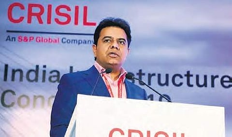 IT and Industries Minister K T Rama Rao speaking at the CRISIL India Infrastructure Conclave 2019 in New Delhi on Tuesday