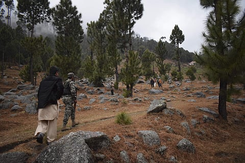 Pakistani reporters and troops visit the site of an Indian airstrike in Jaba, near Balakot, Pakistan. (File| AP)