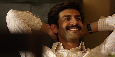 Kartik Aryan still from his upcoming film 'Pati Patni Aur Woh'. (Photo | Twitter)