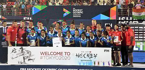 India women's hockey team sealed their berth in the Tokyo 2020 Olympics.(Photo | Biswanath Swain, EPS)