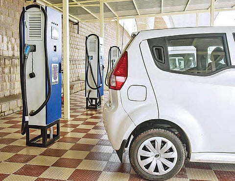 Electric cars at the charging point (Photo | File/EPS)