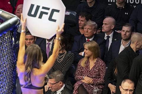 President Donald Trump looks on during UFC 244 mixed martial arts fights on 2 November 2019. (Photo | AP)