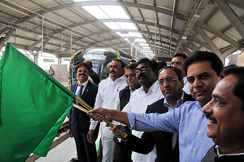Raidurg metro station was inagurated by Minister KT Rama Rao (Photo | S Senabgapandiyan, EPS)