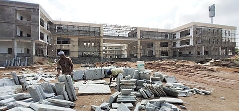 New collectorate building being constructed in Warangal Urban district. (Photo | Express)
