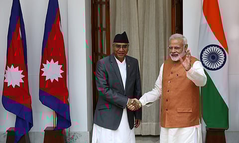 Prime Minister Narendra Modi with Nepalese counterpart K P Sharma Oli (File photo | EPS)