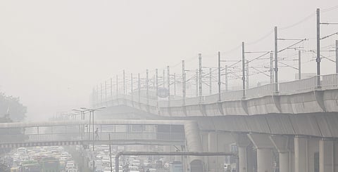 Commuter drive-through heavy smog in New Delhi. (Photo | EPS, Arun Kumar)