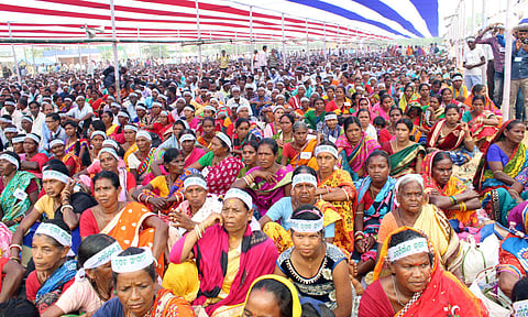 Farmers attending Second National Mega Convention of Naba Nirman Krushak Sanghathan at Baramunda ground in Bhubaneswar, 2024. Representational Image.