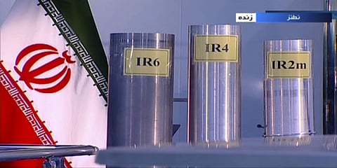 Three versions of domestically-built centrifuges are shown in a live TV program from Natanz, an Iranian uranium enrichment plant. (Photo | AP)