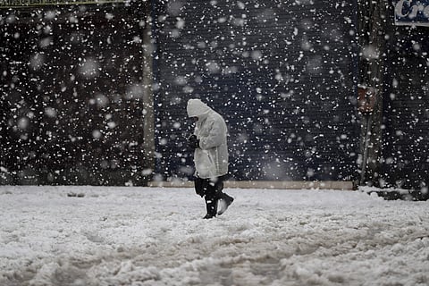 The minimum temperature in the Kashmir valley dropping several degrees below freezing point.