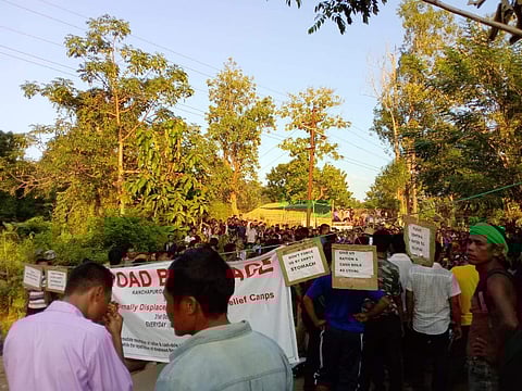 Bru refugees protest demanding resumption of free ration. (File Photo | Express),