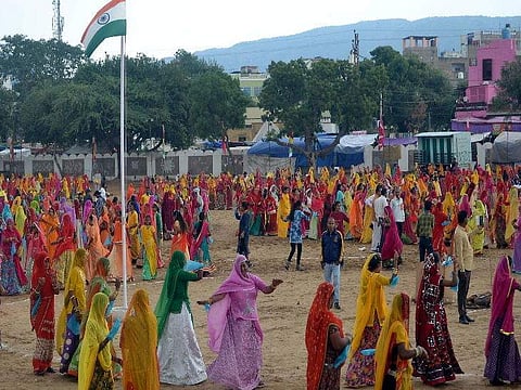 More than 2000 women perform Ghoomar in Rajasthan. (Photo | EPS)