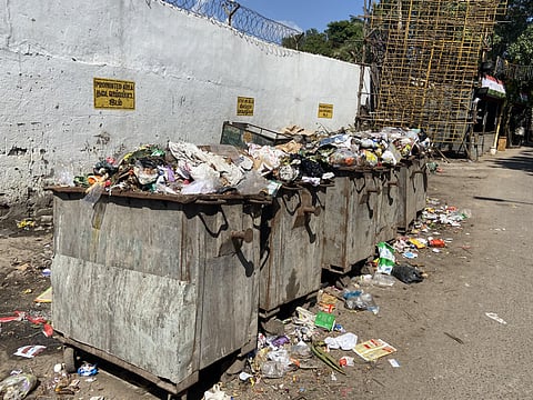 Uncollected garbage in outdated bins at the Elaiyamudali Street in Tondiarpet | EXPRESS