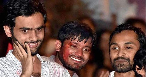 The Delhi police had filed a charge sheet against Umar Khalid, Kanhaiya Kumar and Anirban Bhattacharya. (Photo | PTI File)