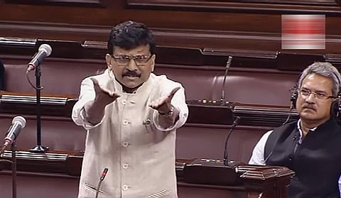 Shiv Sena leader Sanjay Raut in Rajya Sabha. (RSTV Screengrab)