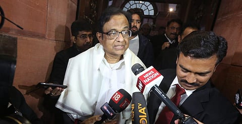 Senior Congress leader P Chidambaram leave Parliament after the Citizenship Amendment Bill was passed on Wednesday. (Photo | Shekhar Yadav, EPS)