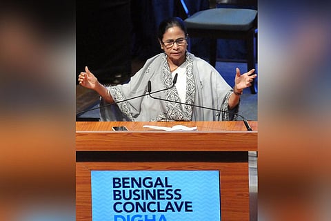 West Bengal CM Mamata Banerjee at a business conclave. (Photo| PTI)