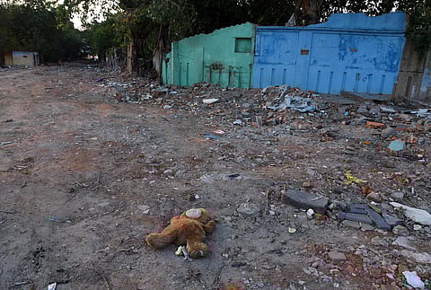 Around 10 families at Amma nagar in Chindadripet did not get allotment. (Photo| R Satish Babu, EPS)