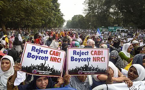 Muslims take part in a protest rally against CAB and NRC in Kolkata Friday Dec. 13 2019. (Photo | PTI)