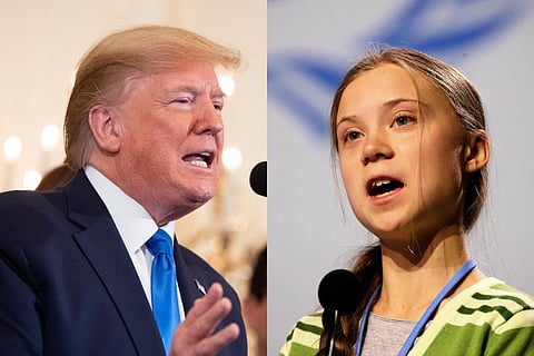 US President Donald Trump and Climate change activist Greta Thunberg (File Photo| AP)