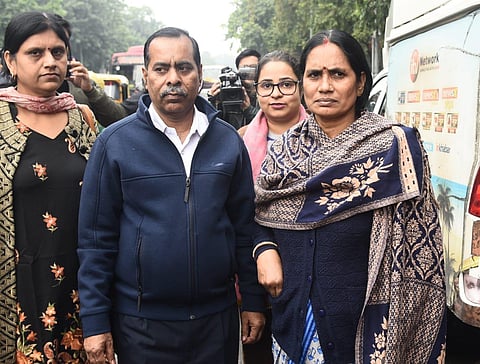 Nirbhaya's mother Asha Devi outside Patiala court in New Delhi. (Photo | Parveen Negi, EPS)