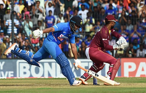 India's Rishabh Pant, left, during the international cricket match between India and West Indies in Chennai on December 15, 2019. (Photo | Ashwin Prasath, EPS)