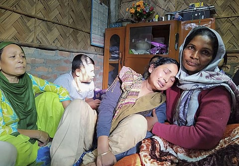 Mother Mamoni Stafford (38) grieves the death of her son Sam Stafford in Guwahati Friday Dec. 13 2019. (Photo | PTI)