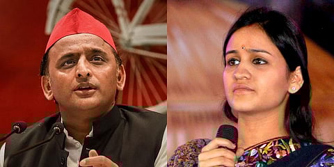 SP president Akhilesh (L) and Aparna Yadav (Photo | PTI)