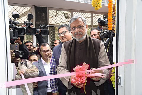 Bihar deputy CM Sushil Kumar Modi speaking at the inaugural occasion at Patna’s Eco Park said that the CAAQMS will help in monitoring ambient air quality on real-time basis in city. (Photo | EPS)