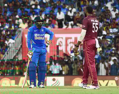 The incident took place in the 48th over of India's innings, when Jadeja went for a quick single but the fielder affected a direct hit at the striker's end. (EPS | Ashwin Prasath)