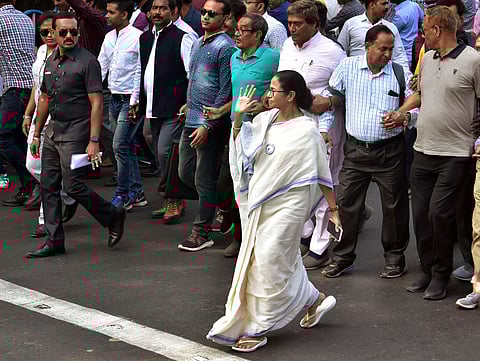 est Bengal Chief Minister Mamata Banerjee during a protest rally against the National Register of Citizens (NRC) and Citizenship Amendment Act (CAA), in Kolkata (Photo| ANI)