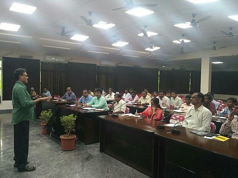 Officials of ITDA hold a review meeting at their office in Seetampeta, Srikakulam