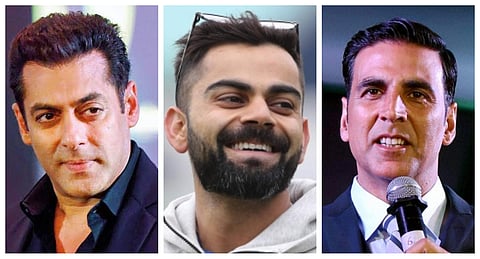 Salman Khan, Virat Kohli and Akshay Kumar (File Photos).