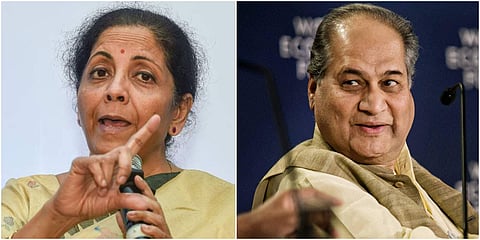 Finance Minister Nirmala Sitharaman, Rahul Bajaj (Photos | PTI)