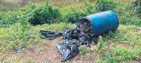 Waste dumped along Theeram Road near Aruvikkara dam