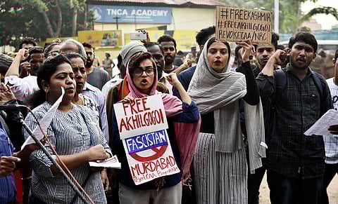 Activists protest against Citizens Amendment Act in Chennai on Friday. (Photo | P Jawahar, EPS)