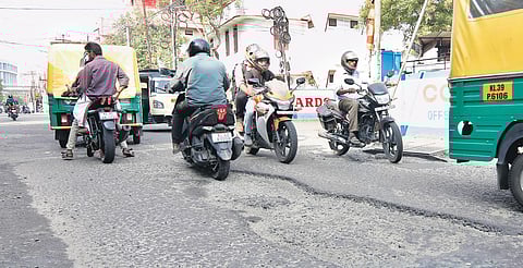 A damaged road near Kacheripady in Kochi | file pic