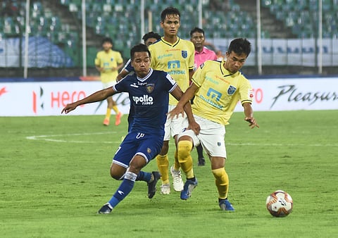 The match between Chennaiyin FC and Kerala Blasters held at Jawaharlal Nehru stadium in Chennai on Friday| Ashwin Prasath