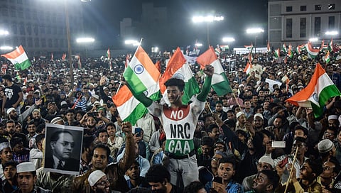 A massive public meeting in Darussalam against the CAA and NRC. (Photo | EPS/Vinay Madapu)