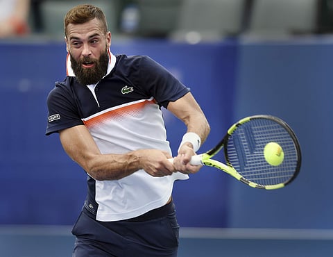 Benoit Paire, of France, returns to Prajnesh Gunneswaran, of India, during the Winston-Salem Open tennis tournament Tuesday, Aug. 20, 2019, in Winston-Salem, N.C. (File | AP)