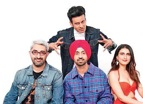 Diljit Dosanjh, Manoj Bajpayee, Fatima Sana Shaikh in 'Suraj Pe Mangal Bhari'. (Photo | EPS)