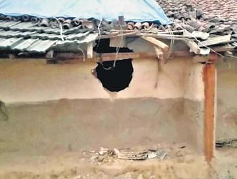 A house damaged by the elephant herd